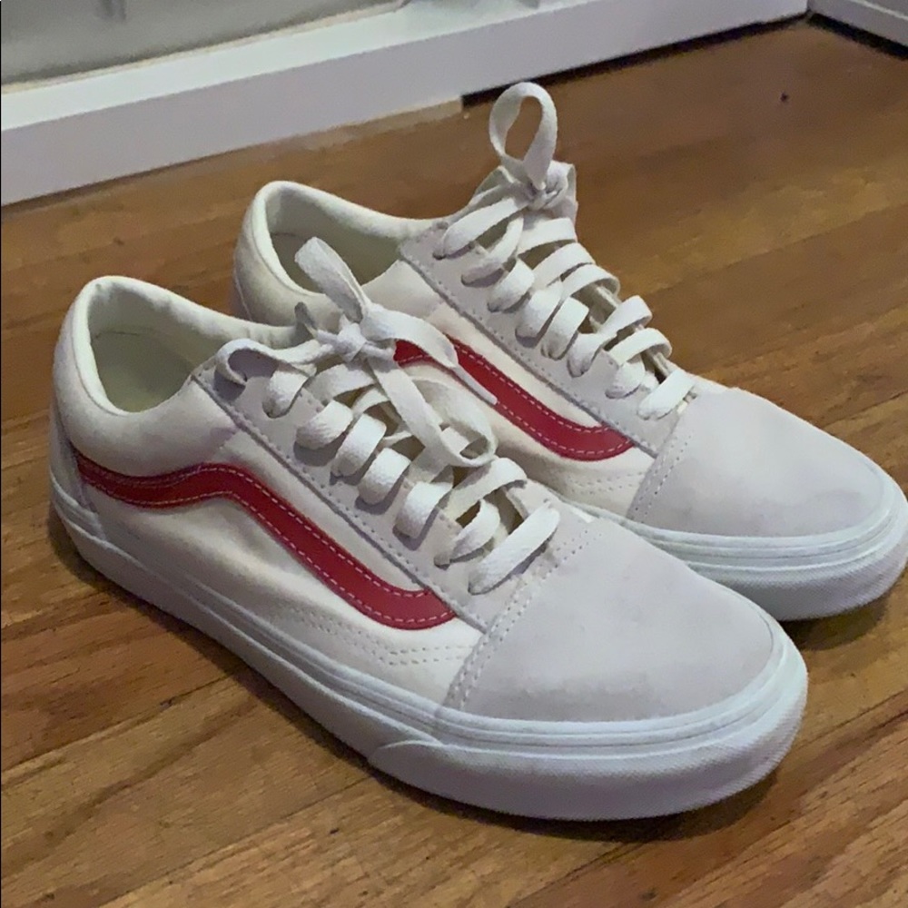 Hardly worn classic white red stripe vans
